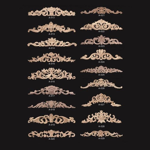 

130cm retro vintage natural wood appliques for furniture cabinet unpainted wooden mouldings decal vintage home decor decorative