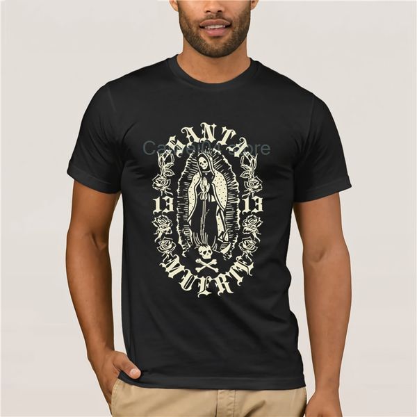

100% cotton santa muerte 13 short sleeve custom t-shirts popular group cotton crewneck men's shirts