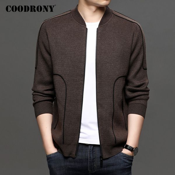 

coodrony brand cardigan men fashion streetwear sweater coat men autumn winter new arrival thick warm knitted cardigans c1196, White;black
