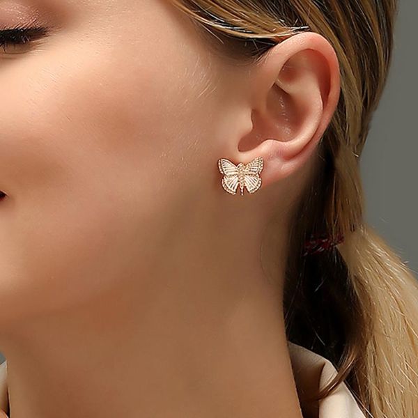 

yo2020 new women's earrings fashion zircon butterfly earrings for women animal sweet colorful drop girls jewelry, Silver