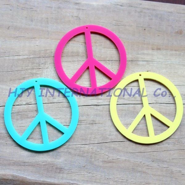 

55mm acrylic peace sign earrings 2.2 inches-ac1272ko, Silver