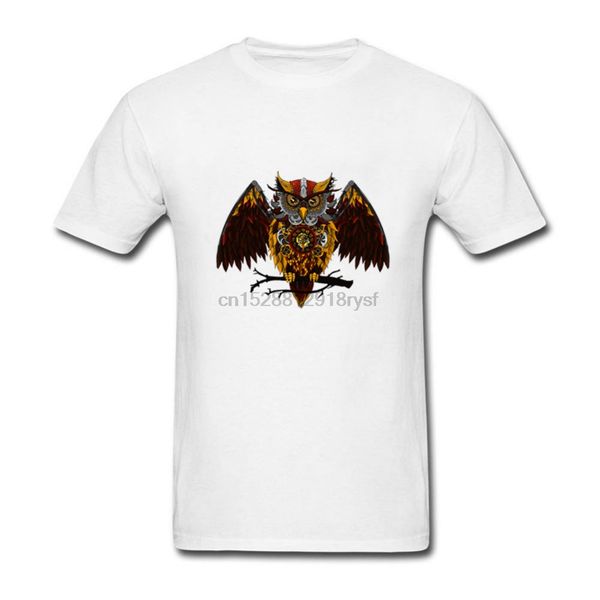 

2018 steampunk owl t shirt male steampunk fashion o-neck short sleeve supem tee man steampunk men clothing