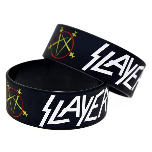 

1pc black size slayer silicone wristband for music fans, Red;blue