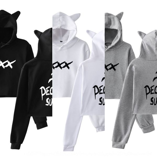 

2019 new trend xxxtentacion navel cat ear hooded women's 2019 new trend xxxtentacion navel cat ear hooded women's sweatersweater s, Black