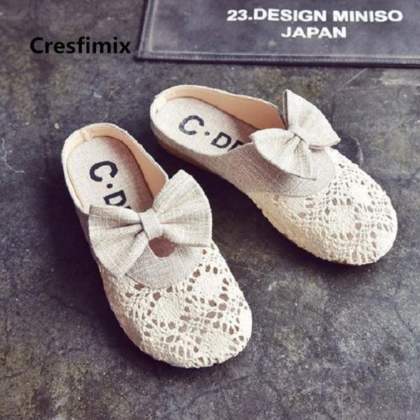 

cresfimix femmes appartements women fashion mesh breathable bow tie flat shoes lady casual street shoes cool beige c2859, Black