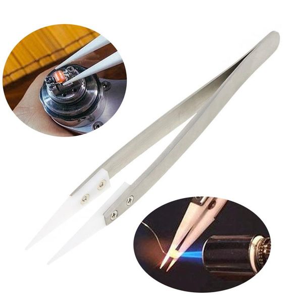 

stainless steel ceramic tweezers heat resistant non conductive ceramic pointed tip diy tools selling