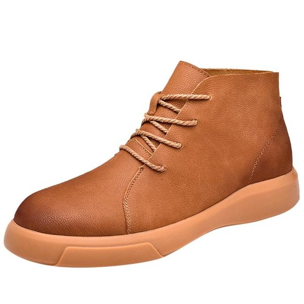 

sagace fashion boots men breathable casual lace up winter boots men british leather shoe retro work boot, Black