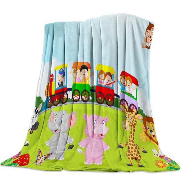 

kids throw blanket colorful jungle animals themed colorful lowers