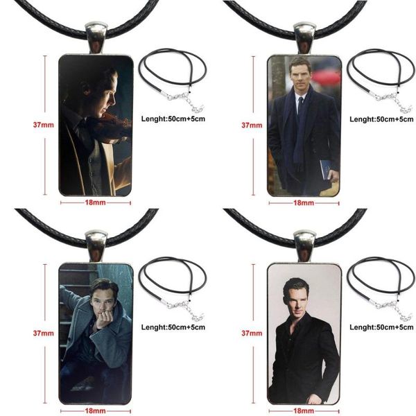 

for girls handmade gift necklace fashion long chain with rectangle necklace jewelry anti fraying benedict cumberbatch, Silver
