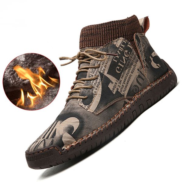 

high-quality 2020 winter men's shoes suede men boots plush warm men snow boots outdoor shoes for zapatillas de deporte 48, Black