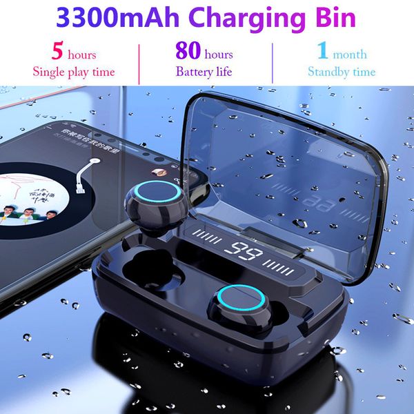 

kisscase bluetooth 5.0 wireless earphone m11 headset sport gaming earbuds with micro tws bluetooth earphone charing box 3300mah