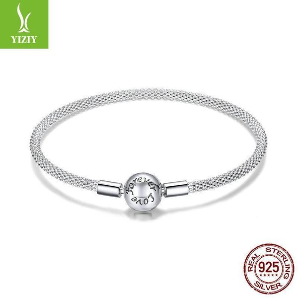 

s925 silver bracelet female eternal love korean version of simple fashion diy manual base chain y19051403, Black