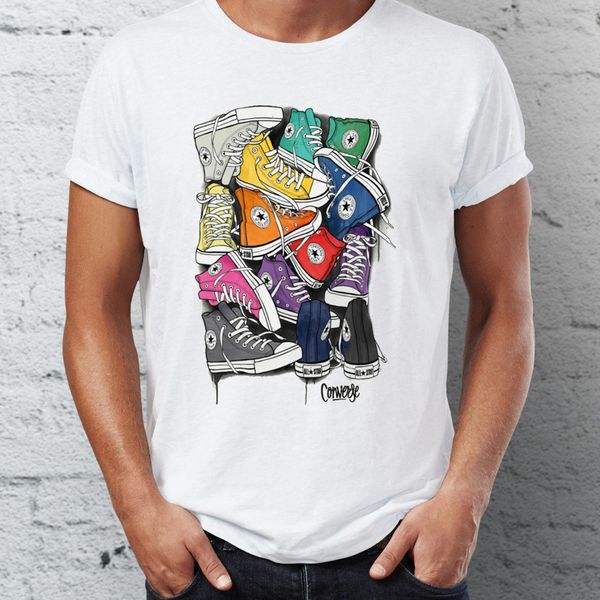 

men's t shirt featuring bundles of shoes fashion art tee