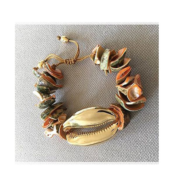 

charm bracelets puka shell bracelet gold color cowry natural stone bohemian fashion beach seashell women jewelry, Golden;silver