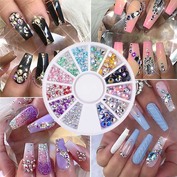 

nail art decorations 3d glitter rhinestones ab flat acrylic diamond crystal diy tips beads manicure stone accessories, Silver;gold