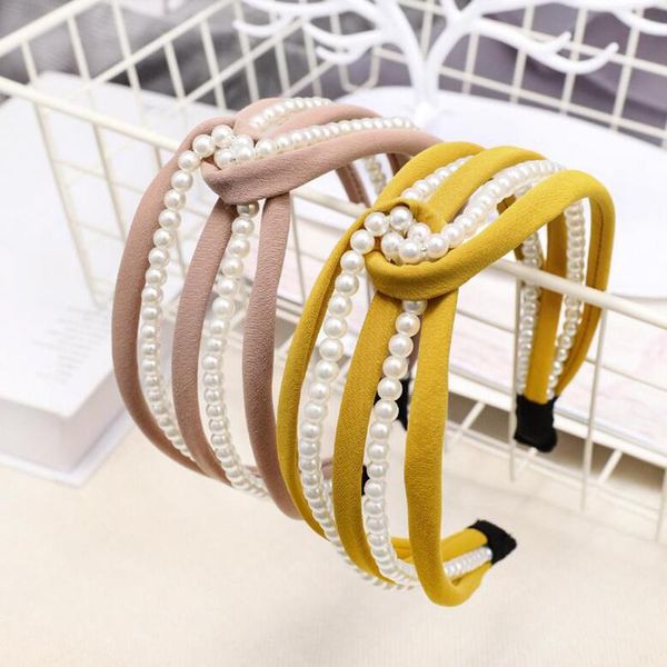 

fashion women pearls headband fresh styles hairband solid hair accessories girls summer hair hoop