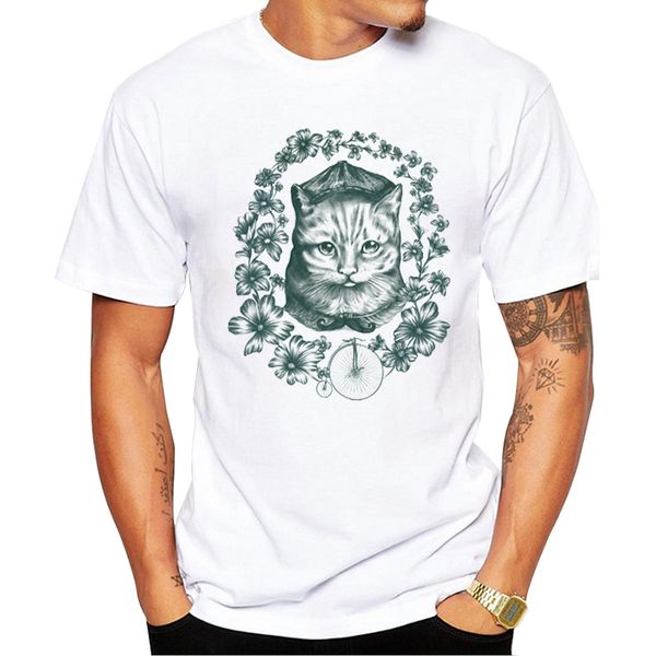 

teehub vintage cat printed men t-shirt short sleeve summer retro cat tshirts casual funny tees
