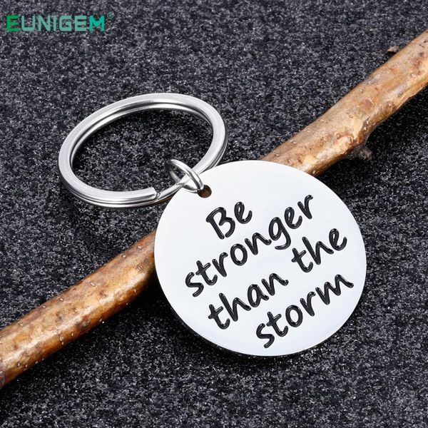 

keychains keychain ring encouragement gifts be stronger than the storm keyring for her women mom divorce cancer depression, Silver