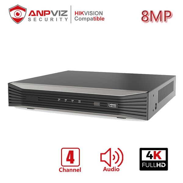 

anpviz 4k resolution 4ch poe nvr nvr3004-4k-4p 4 channel plug&play network video recorder h.265 4 poe ports 1-ch hdmi up to 8mp, Black;white
