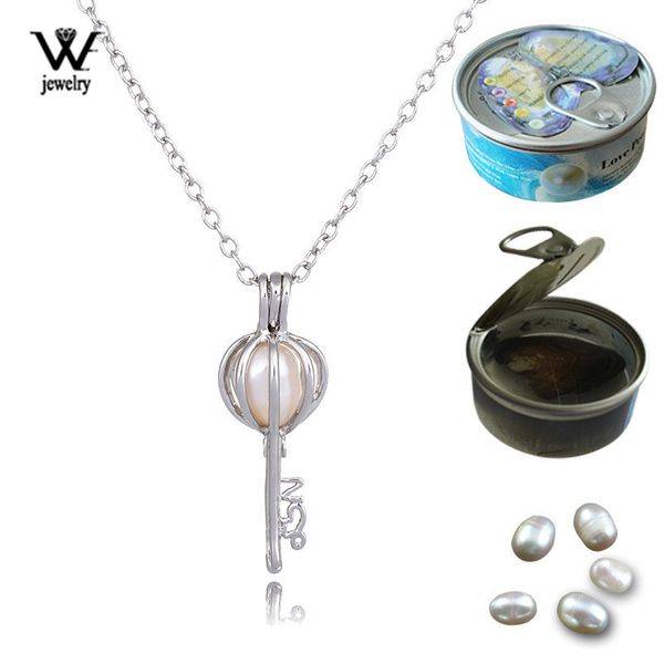 

we new trendy natural freshwater pearl necklace for women fashion 2020 statement necklace key heart pendant gift, Silver