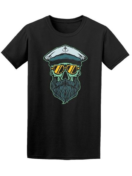 

ship captain skull with glasses men's tee -image by popular tagless tee shirt