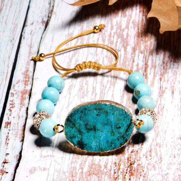 

2020 deft 10mm natural stone charm bracelet pave ball gold boho yoga handmade chic bracelet women jewelry gifts dropshipping, Golden;silver