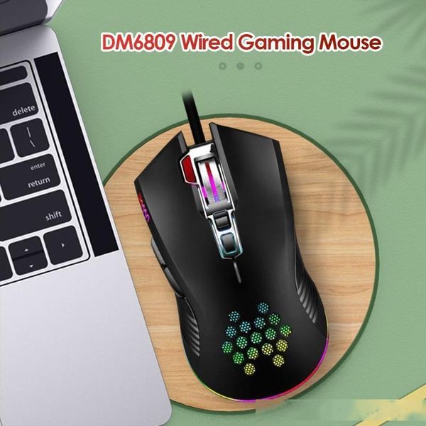 

dm6809 usb wired rgb pelectric gaming mouse lightweight computer pc lapoffice 3200dpi 8 buttons notebook mice