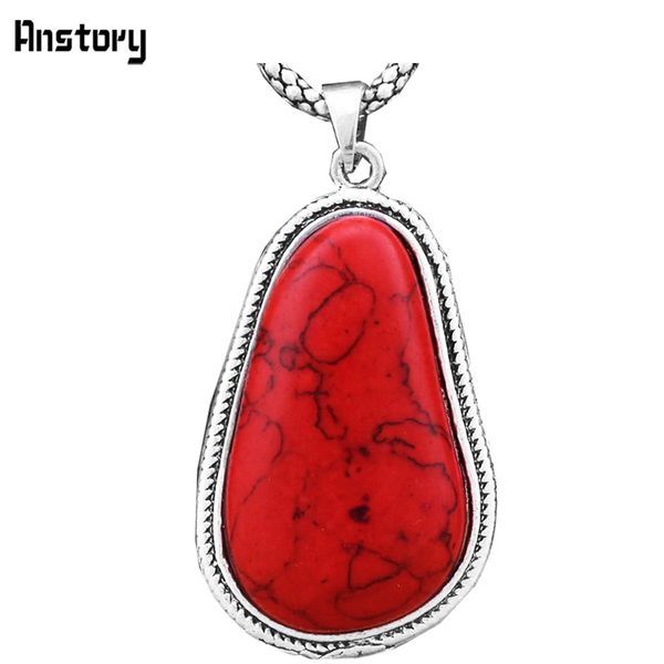 

synthetic turquoises pendant necklace vintage look fashion jewelry tn48, Silver