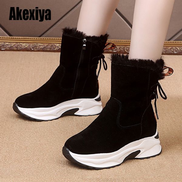 

winter snow boots women fashion ankle boots thick increased 2020 winter new warm comfortable casual black beige u331