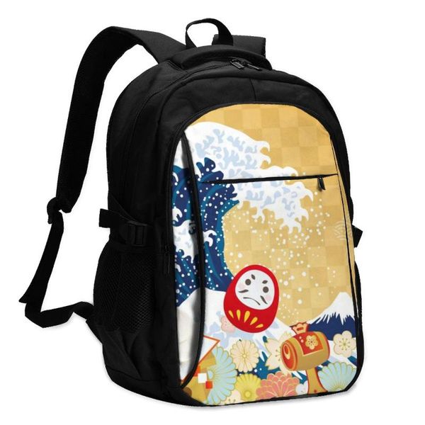 

backpack usb charge women japanese new year pattern student backpack letters print school bag teenager girls