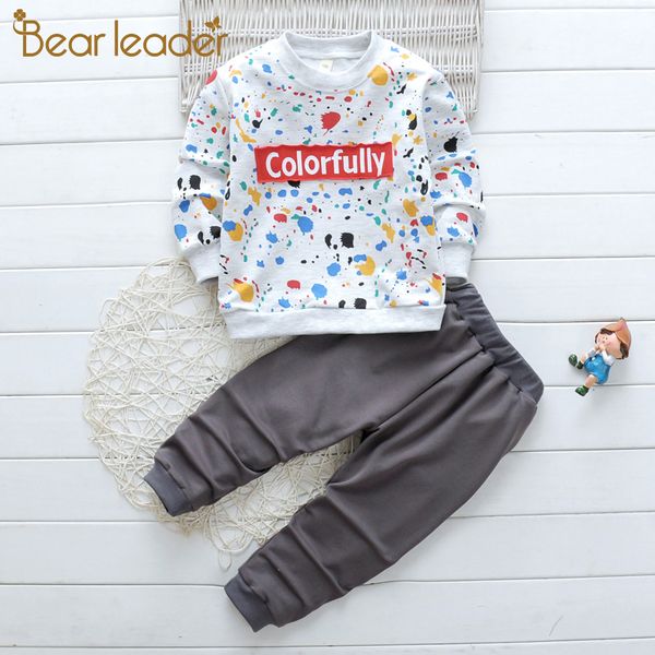 

bear leader fashion baby boy clothing set letter t-shirt pant 2pcs 2020 new toddler boys spring autumn outwear printing 2 6 year, White