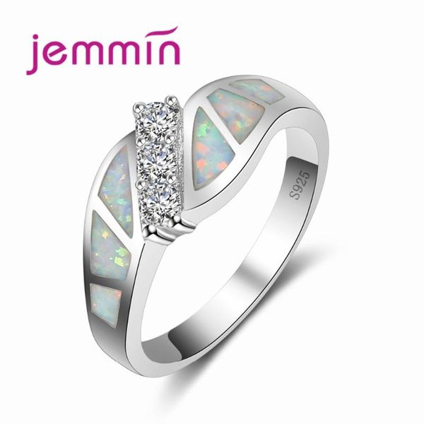 

new tide fahsion twist white rainbow opal ring simple 925 sterling silver loop connect with little round cz jewelry, Golden;silver