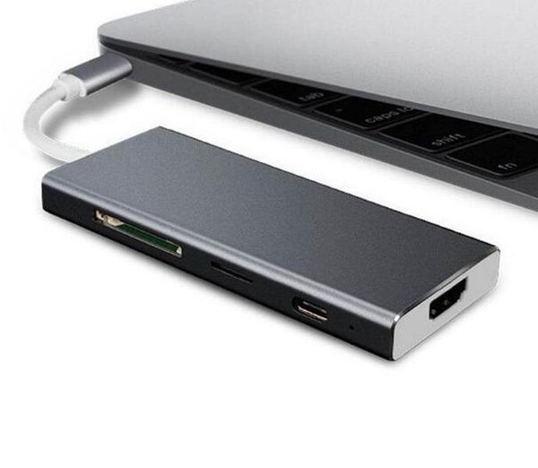 

7 in 1 usb c to hdmi 4k/ usb3.0 / sd card/tf card/pd adapter for samsung/huawei for type c port monitor projector