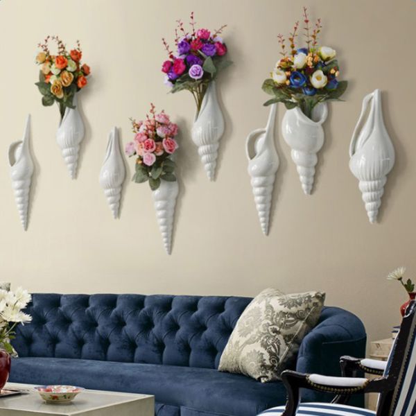 

set 2pcs wall mounted shell vase hanging hydroponic plants bottle wall decor