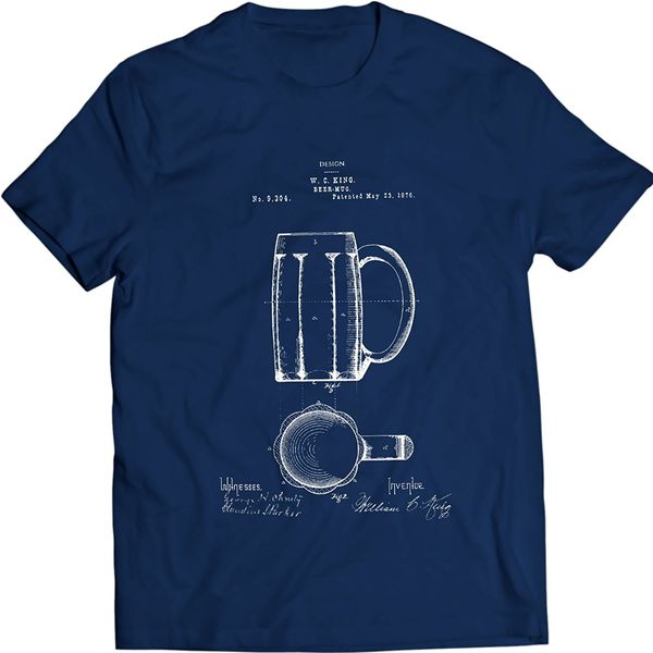 

2019 new cool tee shirt beer mug 1876 patent t-shirt drink tee fashion cotton t-shirt