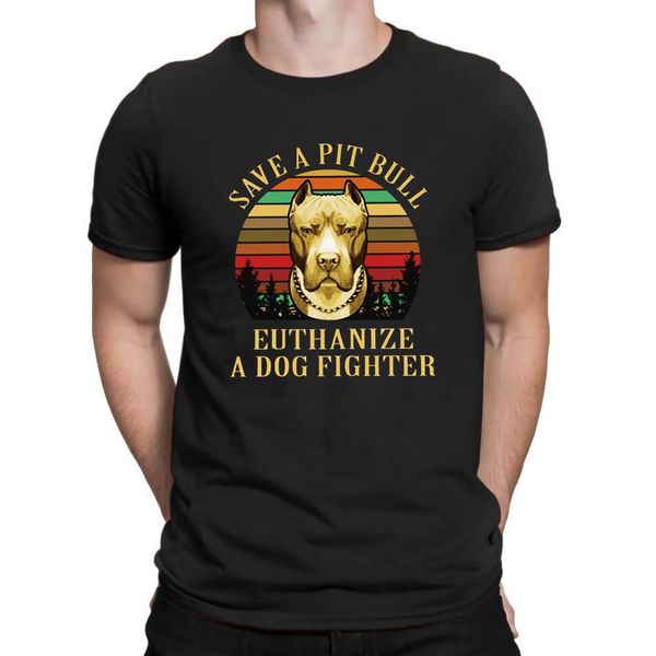

save a pit bull euthanize a dog fighter retro 2019 new trendy men logo t shirts