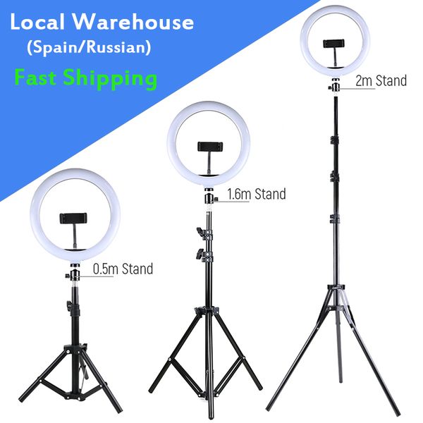 

flash heads pography led selfie ring light 10inch dimmable camera phone 26cm lamp with stand tripod for makeup video live studio