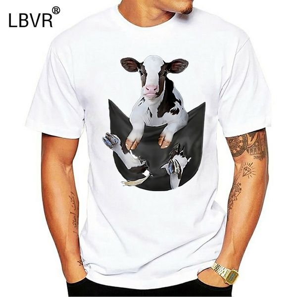 

мужчины футболка корова в кармане женщины t-shirt