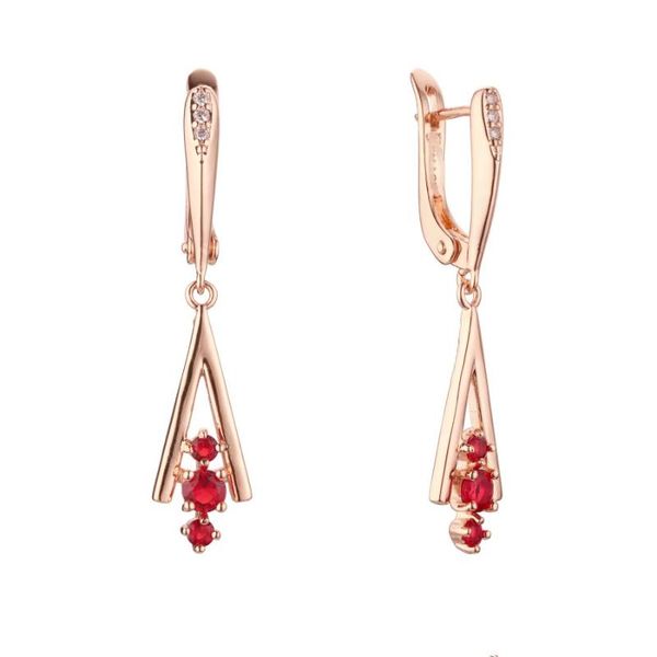 

dangle & chandelier korean earring red stone cubic zircon designs for women 585 gold color jewelry, Silver