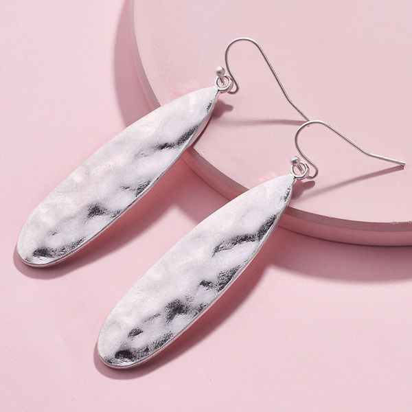 

zwpon 2020 zinc alloy hammered teardrop earrings for women, Silver