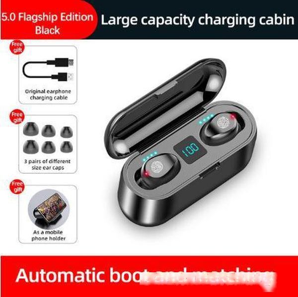 

wireless earphone bluetooth v5.0 tws wireless bluetooth headphone led display with 2000mah power bank headset with microphone