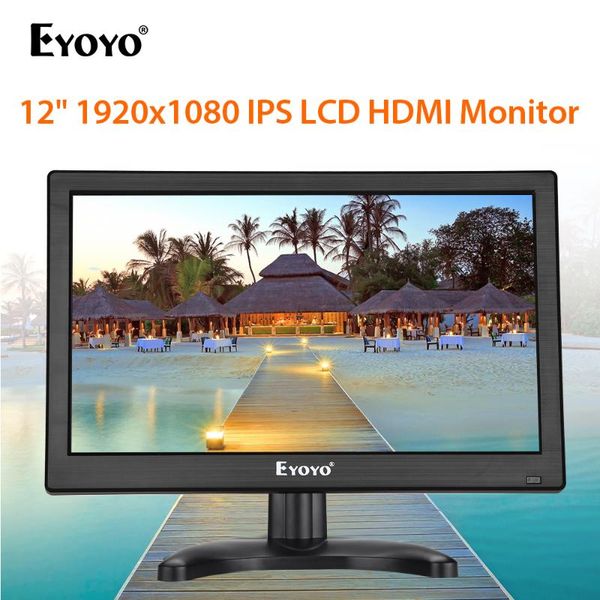 

eyoyo em12k 12 "1920x1080 fhd ips cctv монитор жк-экран с vga bnc usb динамика компьютер наблюдательный дисплей