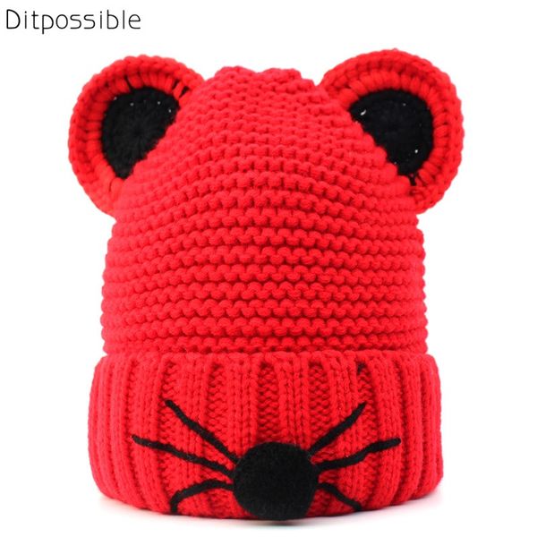 

ditpossible cute cat knitted hats women winter warm thicken beanies caps casual bonnet hat skullies, Blue;gray