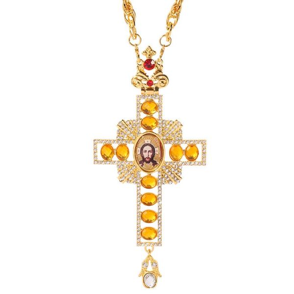 

pendant necklaces orthodox pectoral cross of pope john ii russian greece crucifix religious byzantine art church baptismal gift, Silver