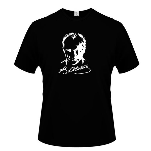 

2019 summer t shirt men's short-sleeved cotton t-shirt mustafa kemal ataturk signature slim fit t shirt men cotton t-shirt