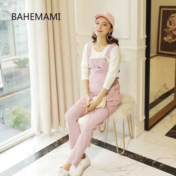 

maternity pants new pregnant women jumpsuit maternity corduroy casual pants spring and autumn overalls roupa gestante trousers, White