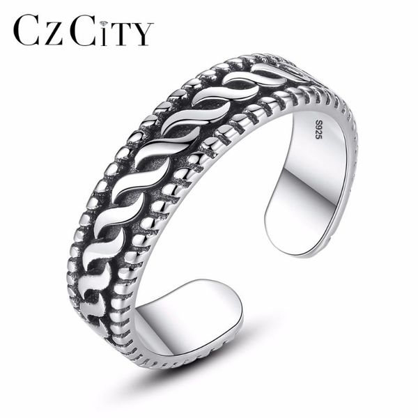 

cluster rings czcity 925 sterling silver figure for women and men charmings opening twist brand fine jewelry gift, Golden;silver