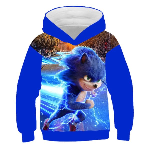 

2020 3d baby hoodies kids children super sonic cartoon sonic the hedgehog boys clothes sweatshirt harajuku streetwear, Black