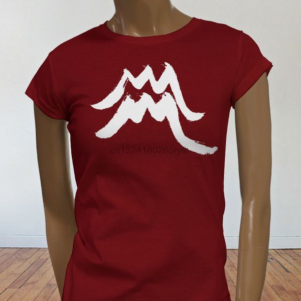 

zodiac air uranus aquarius logo white astrological sign womens red t-shirt