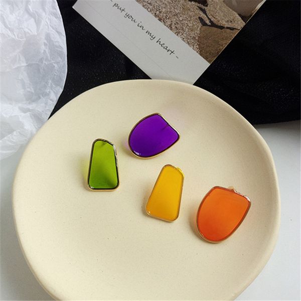 

trendy fashion irregular artistic candy color earrings contracted geometric earrings female fresh south korea, Golden;silver